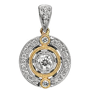 Custom gold circle with diamonds pendant necklace